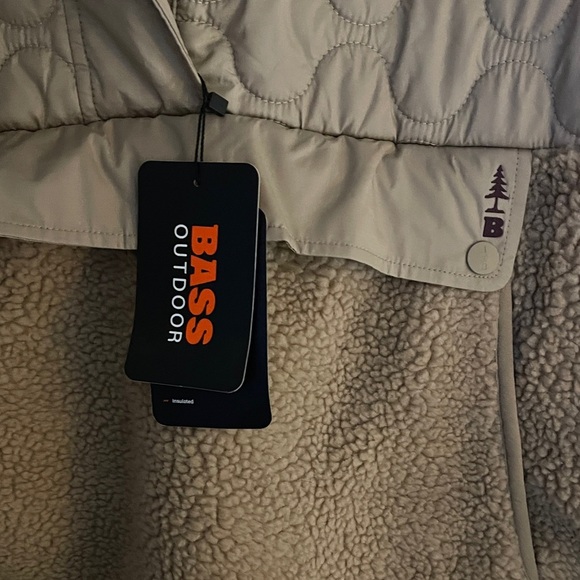 Beige Quilted Fleece Jacket Bass Outdoors Warm Size XL Pullover - Picture 2 of 7
